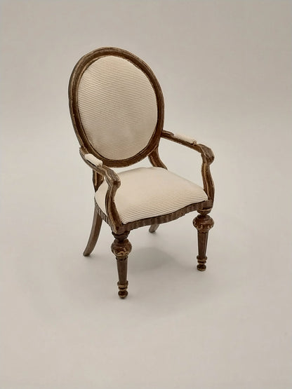Louis XVI Dining Arm Chair, Walnut & Gold