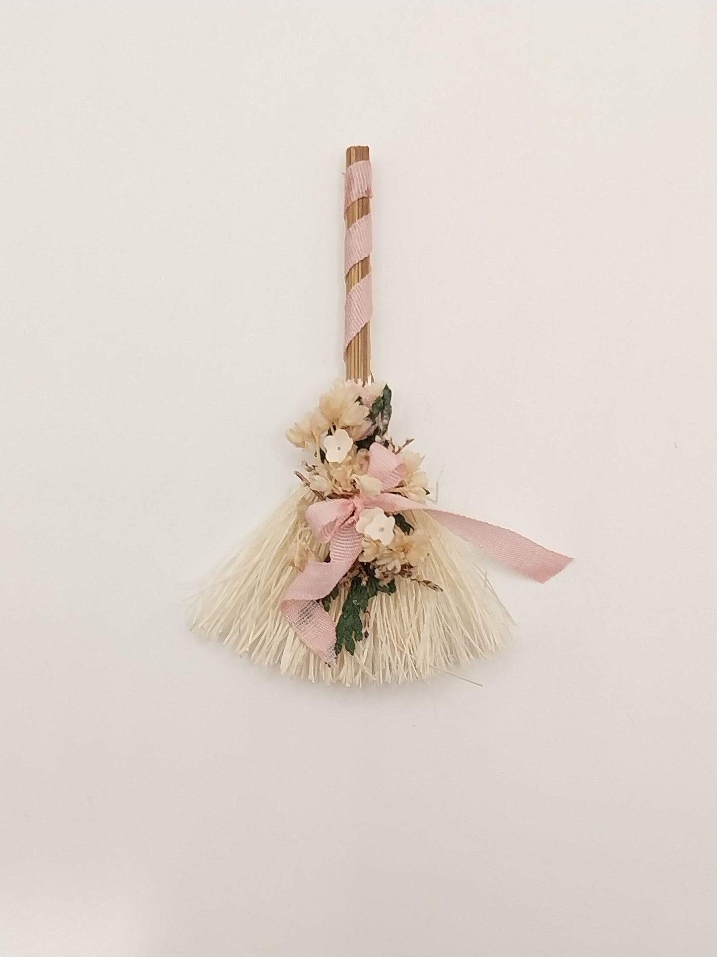 Decorated Broom With Pink Ribbon