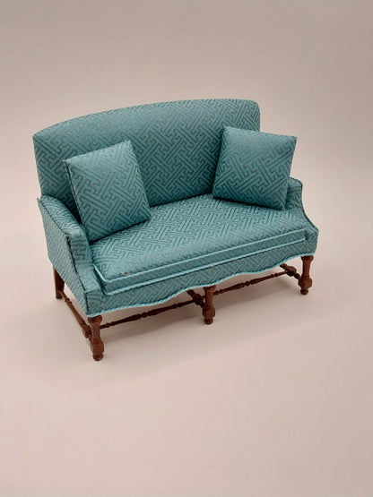 Jacobean Settee & Chair, Blue, Walnut