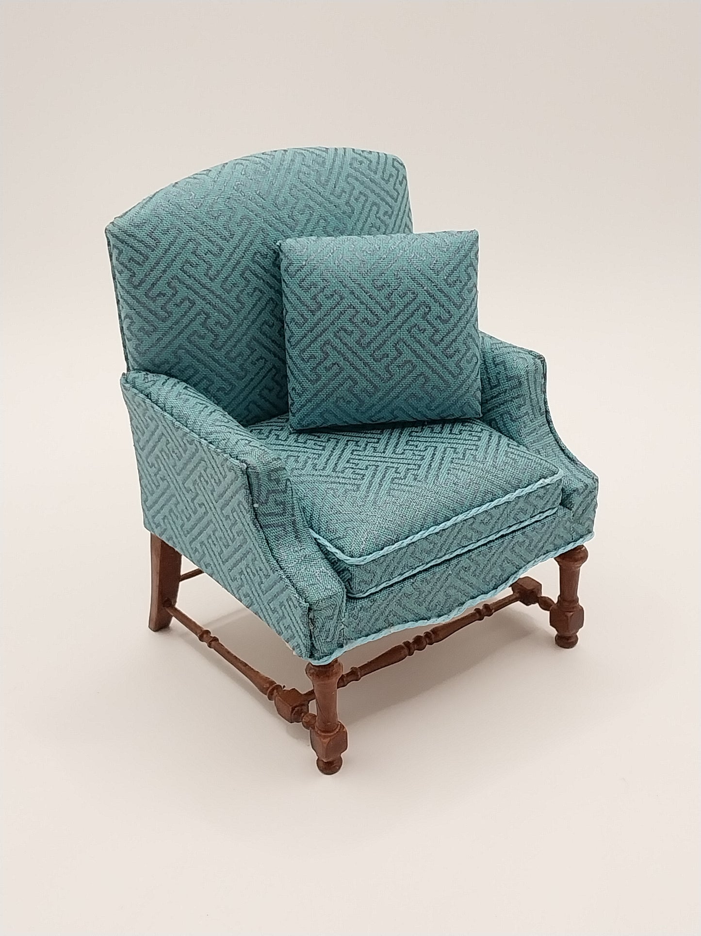Jacobean Settee & Chair, Blue, Walnut