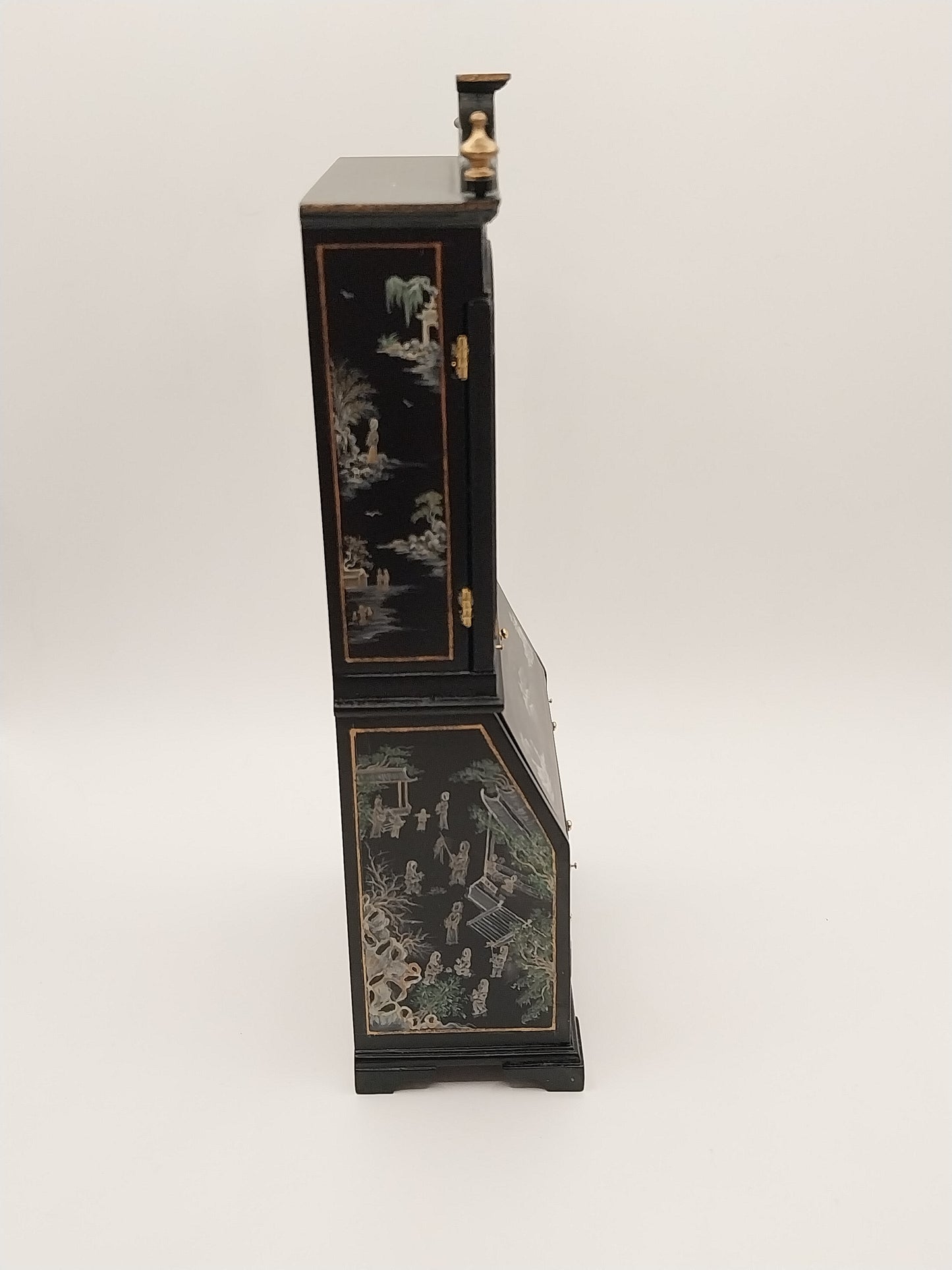 Chinoisere Secretary Desk, Handpainted, Black