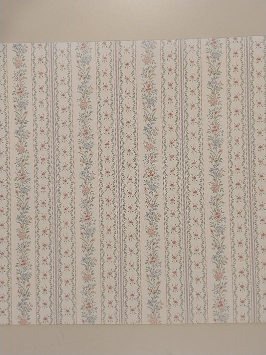 CRH1072, Floral Stripe Wallpaper, Pastel
