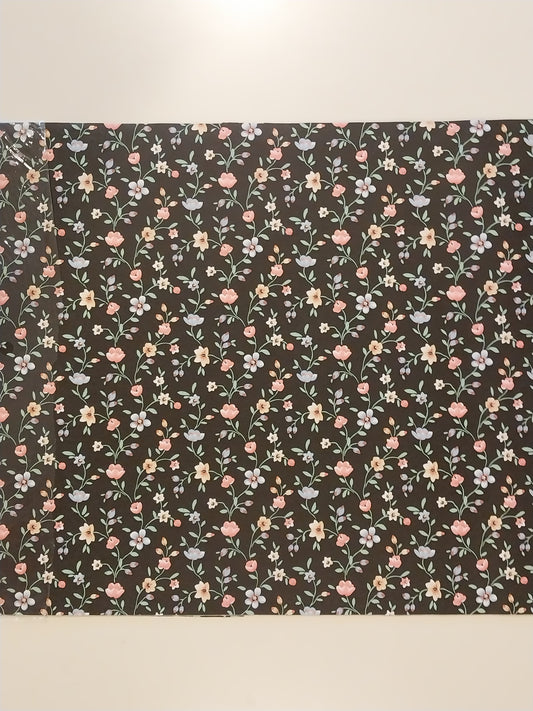 CRH1075, Spring Floral Wallpaper, Black