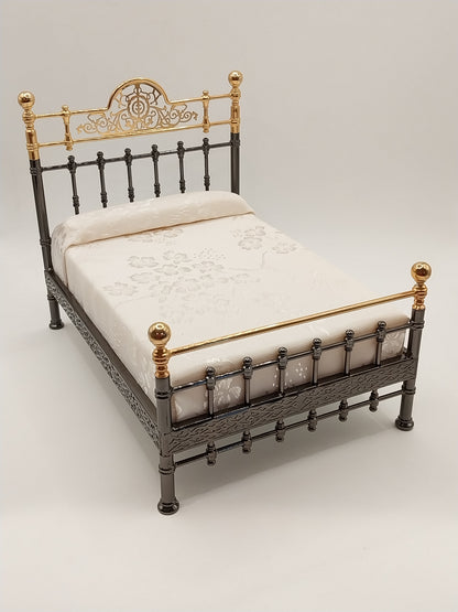 Double Bed, Brass & Black Metal