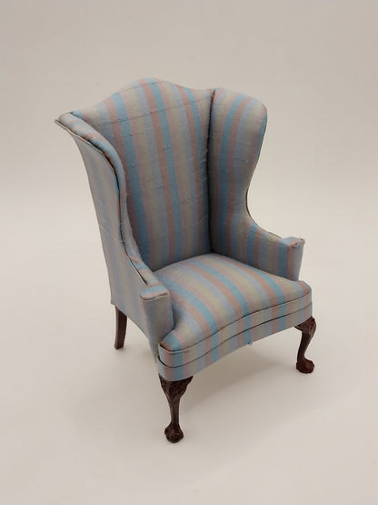 Sofa & 2 Wing Chairs, Multi Blue Stripe