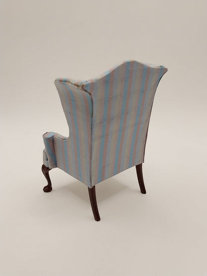 Sofa & 2 Wing Chairs, Multi Blue Stripe