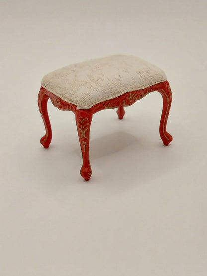 Grand Piano & Stool, Red Chinoiserie, Handpainted