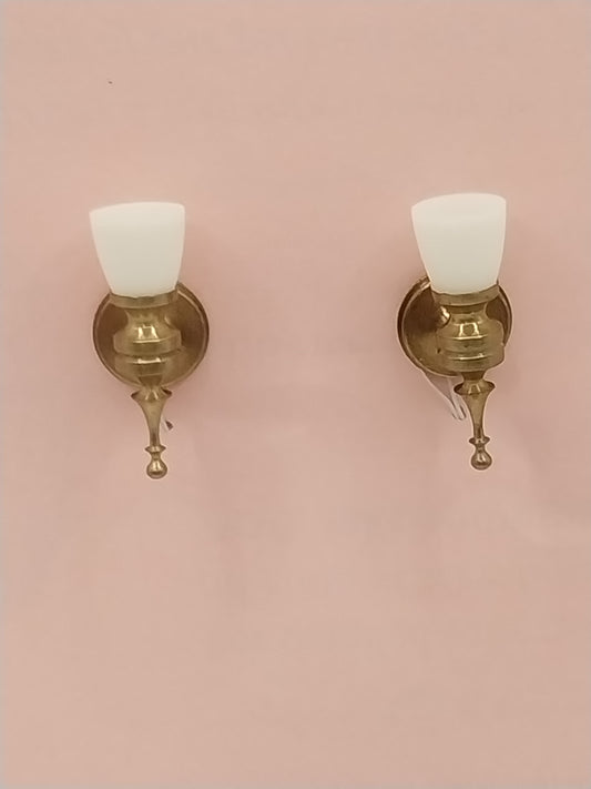 1/2" Scale Brass Sconce With Shade, Pair