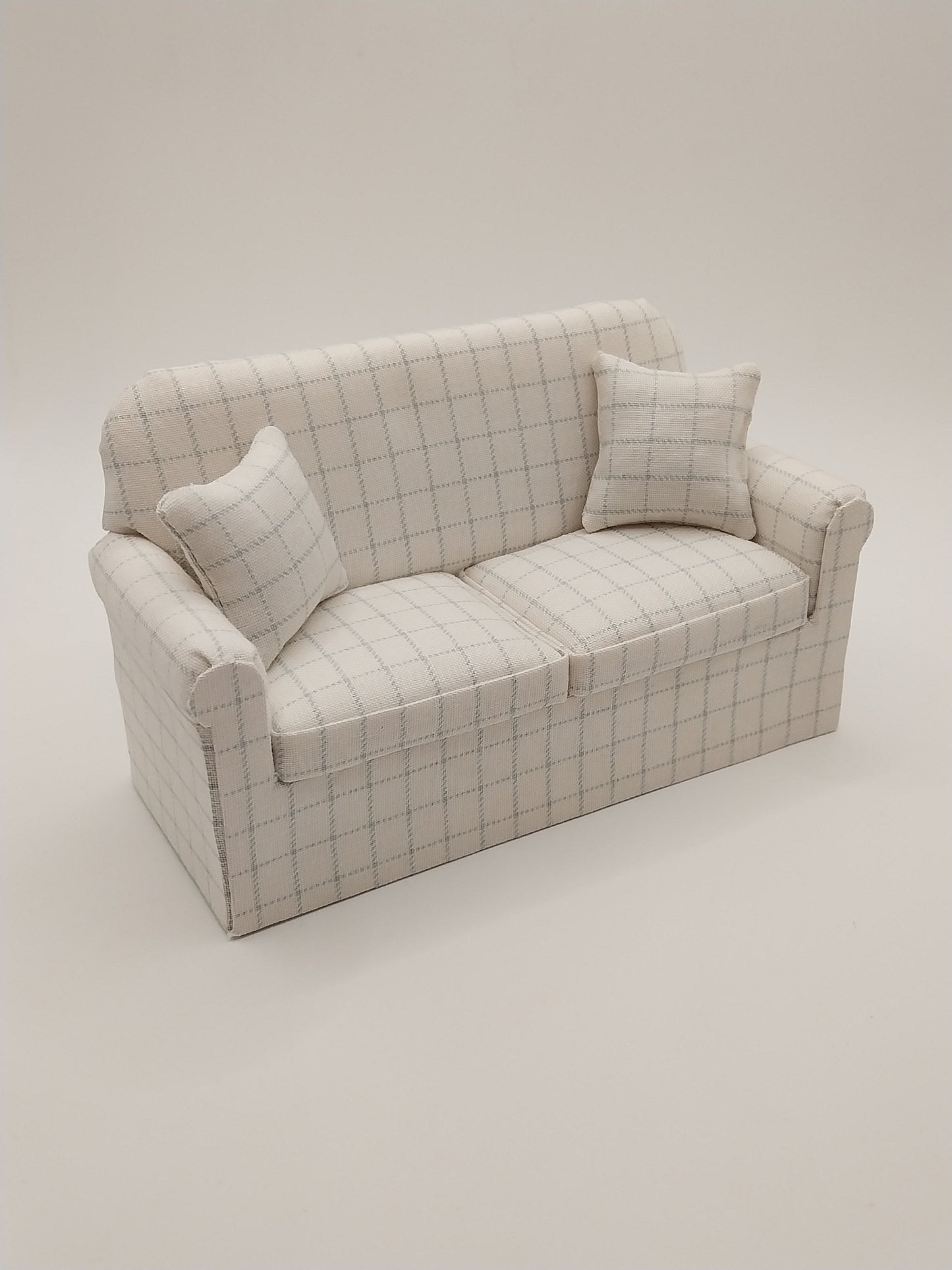 Living Room Set, Cream & Blue Square, 2pc