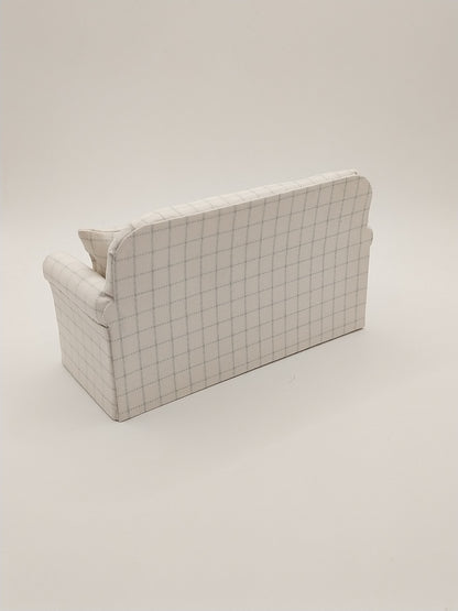Living Room Set, Cream & Blue Square, 2pc