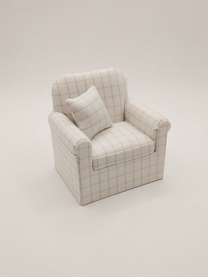 Living Room Set, Cream & Blue Square, 2pc