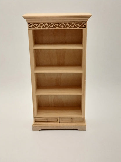 CMS148, 4 Shelf Bookcase With 2 Drawers, Unfinished