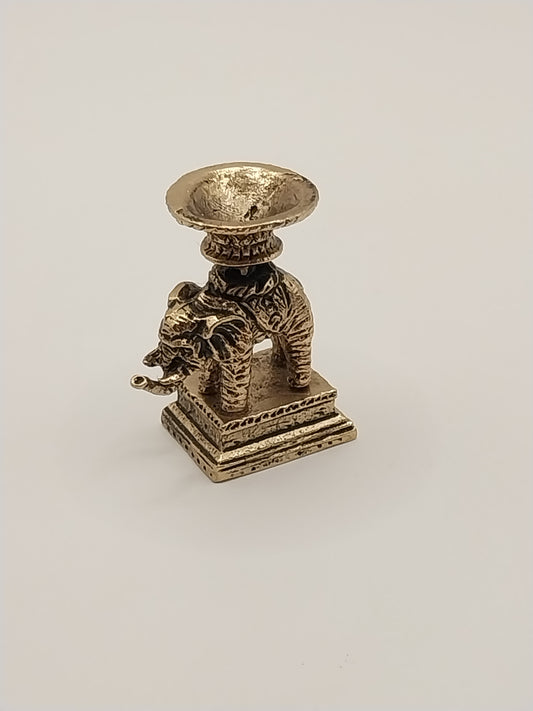 Bowl On Elephant Base, Antique Brass