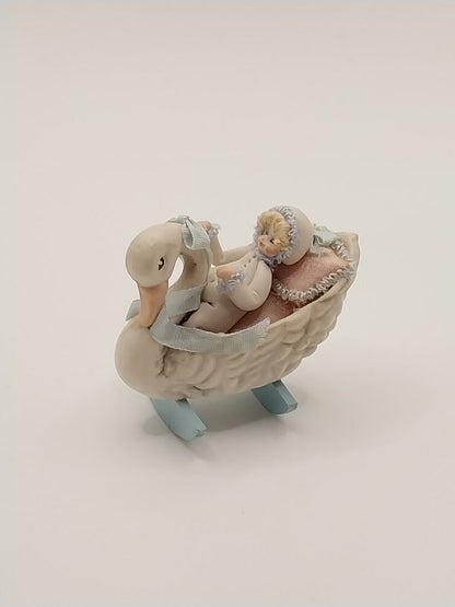 Swan Cradle & Baby For Doll In Dollhouse