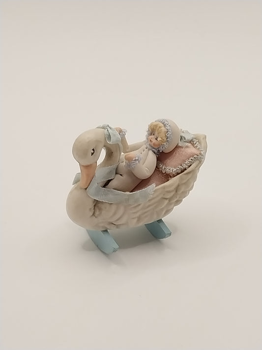Swan Cradle & Baby For Doll In Dollhouse