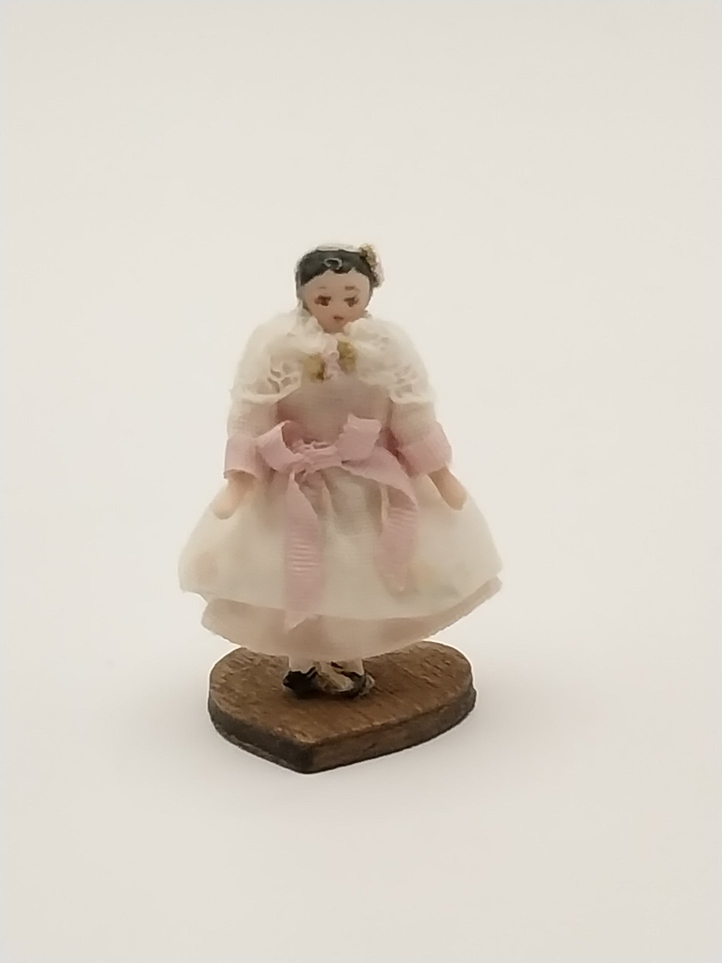 Wee Vintage Baby Doll, White Dress & Pink Trim