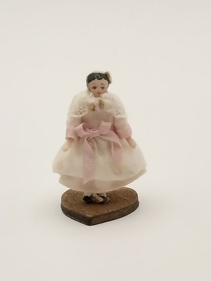 Wee Vintage Baby Doll, White Dress & Pink Trim