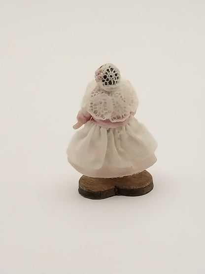 Wee Vintage Baby Doll, White Dress & Pink Trim
