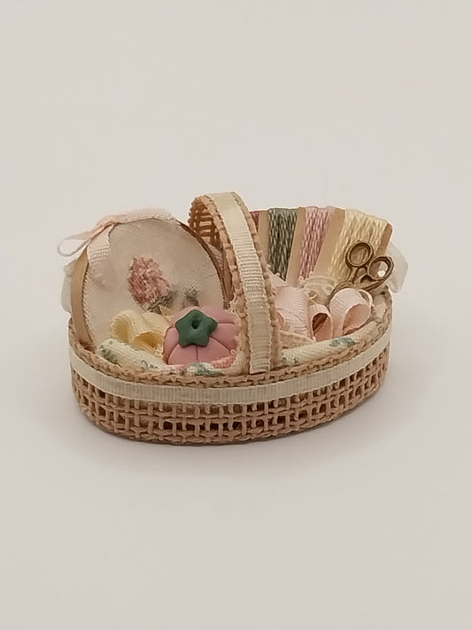 Basket Filled with Needlepoint Supplies
