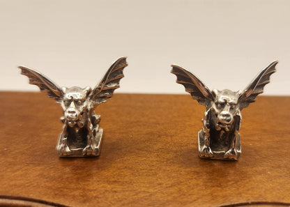 Gargoyle Bookends, Sterling Silver