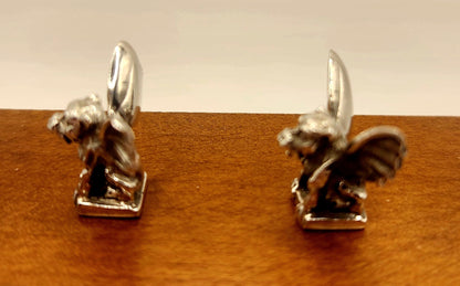 Gargoyle Bookends, Sterling Silver