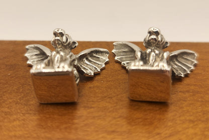 Gargoyle Bookends, Sterling Silver