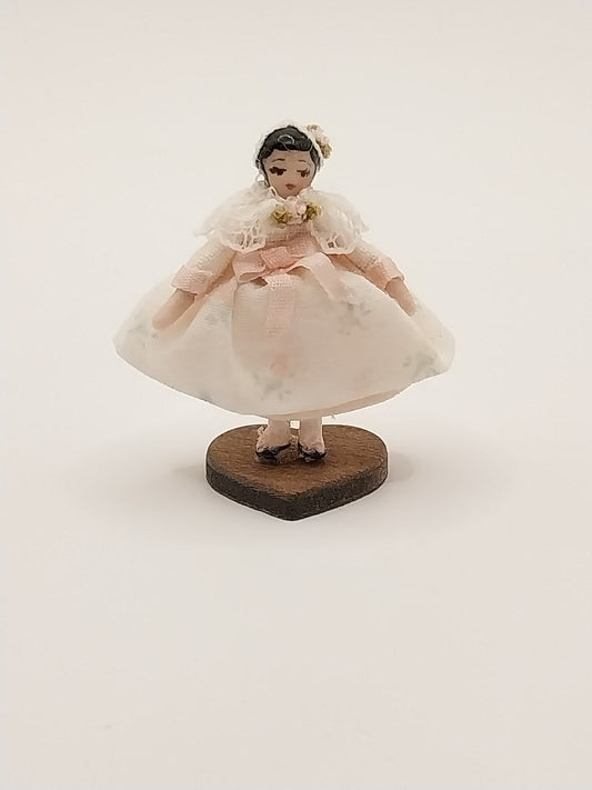 Wee Vintage Baby Doll, White  & Pink Floral Dress