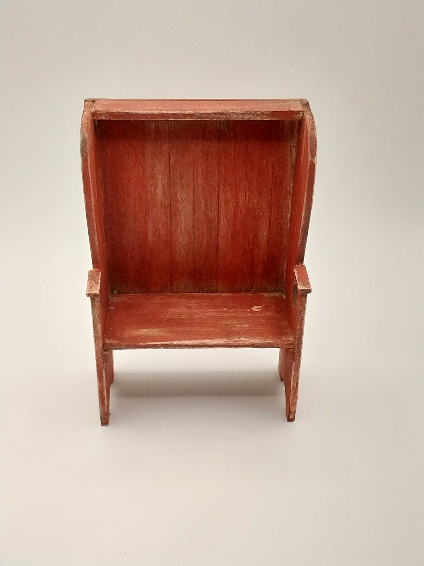 Wooden Settee Bench, Red, Handmade