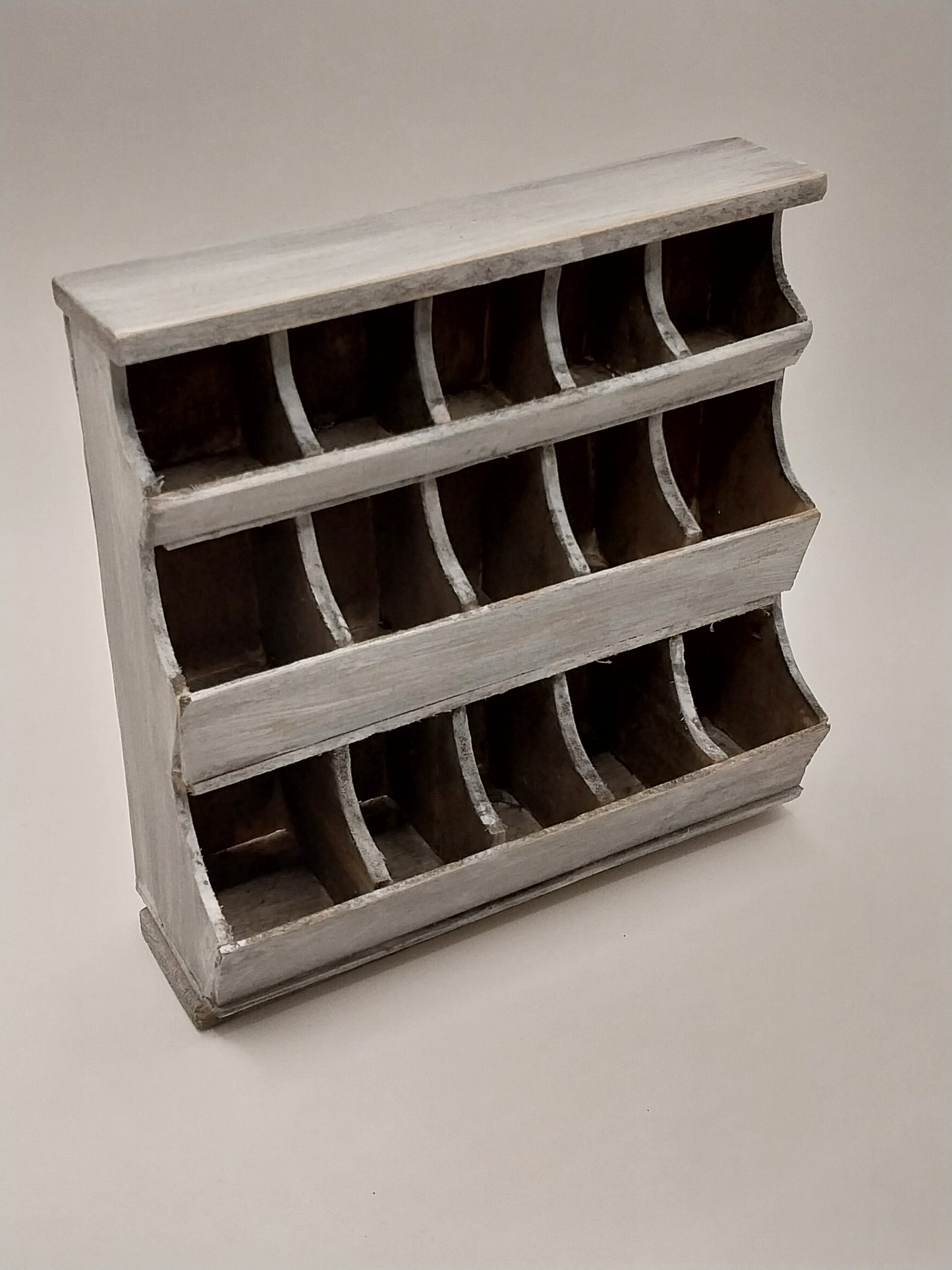 Wooden Bin Unit, Distressed White, Handmade