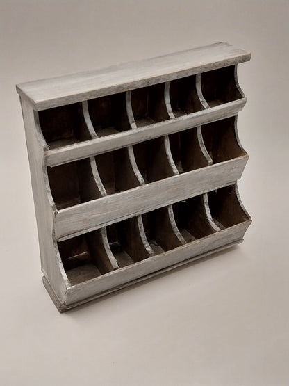 Wooden Bin Unit, Distressed White, Handmade