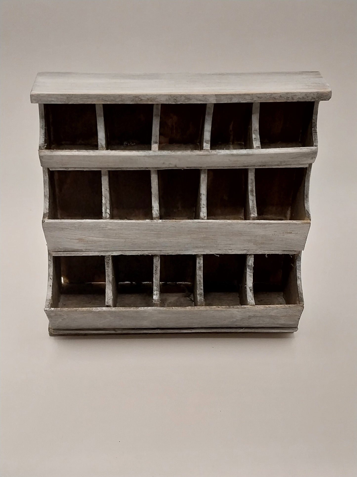 Wooden Bin Unit, Distressed White, Handmade