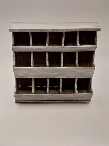 Wooden Bin Unit, Distressed White, Handmade