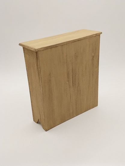 Wooden 3 Shelf Unit, Distressed Yellow, Handmade