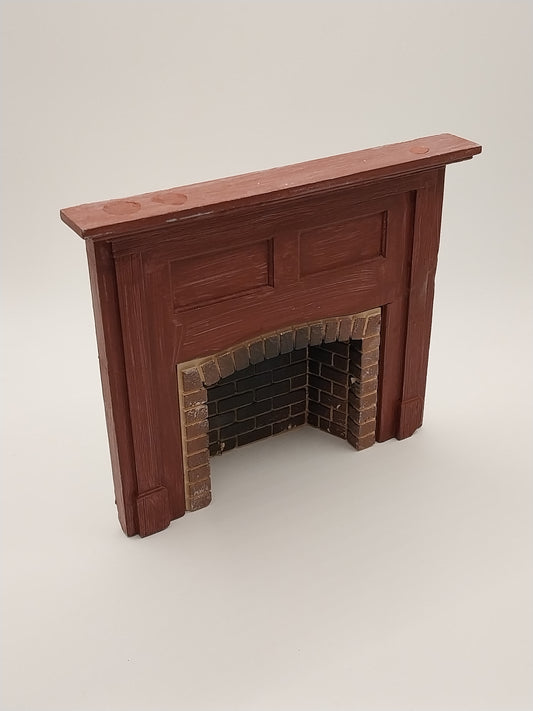 Distressed Red Fireplace
