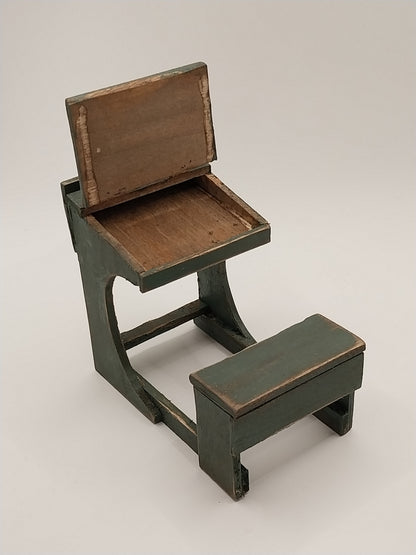 School Desk, Distressed Green, Handmade