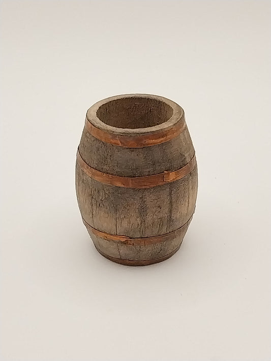Wood Barrel With Copper Hoops