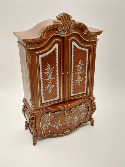 Baby House Cabinet, Walnut & Gold, Handpainted