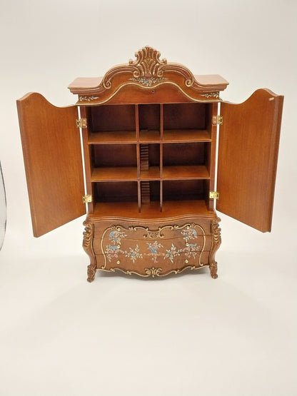 Baby House Cabinet, Walnut & Gold, Handpainted