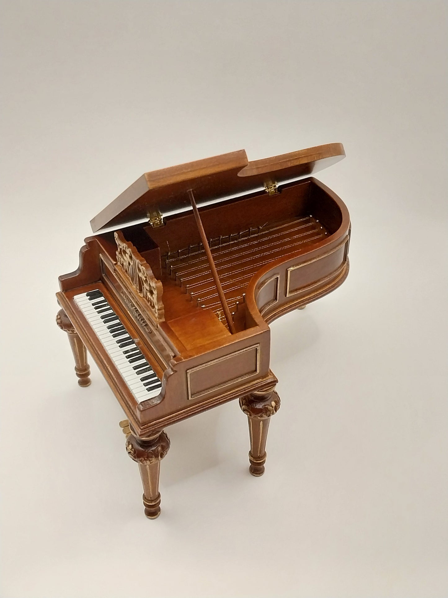 Piano With Stool, Walnut & Gold