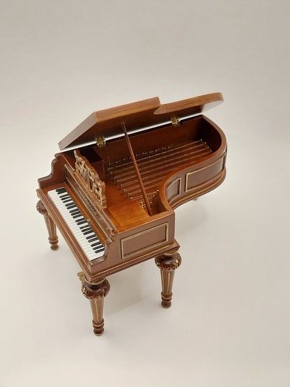 Piano With Stool, Walnut & Gold