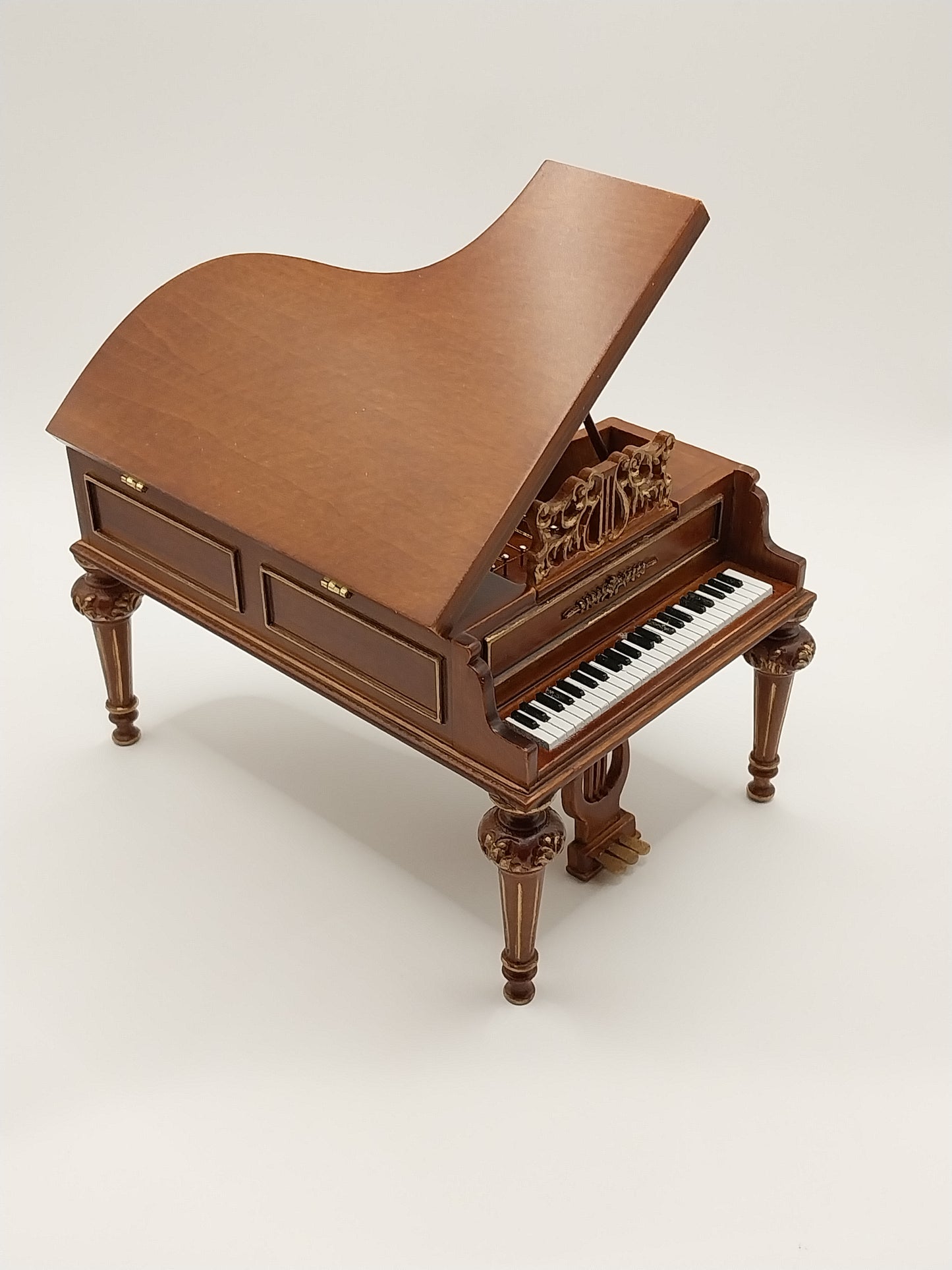 Piano With Stool, Walnut & Gold