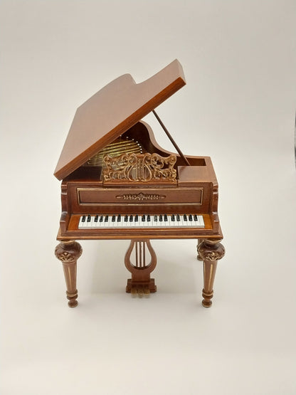 Piano With Stool, Walnut & Gold