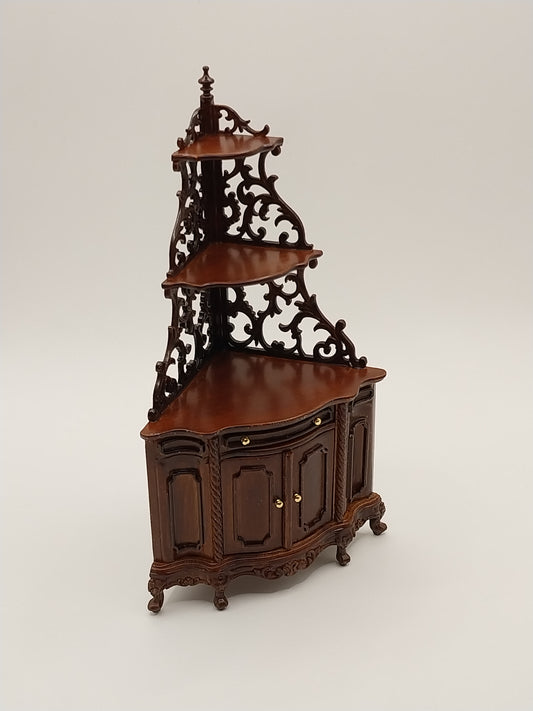 Victorian Corner Etegere, Dark Walnut