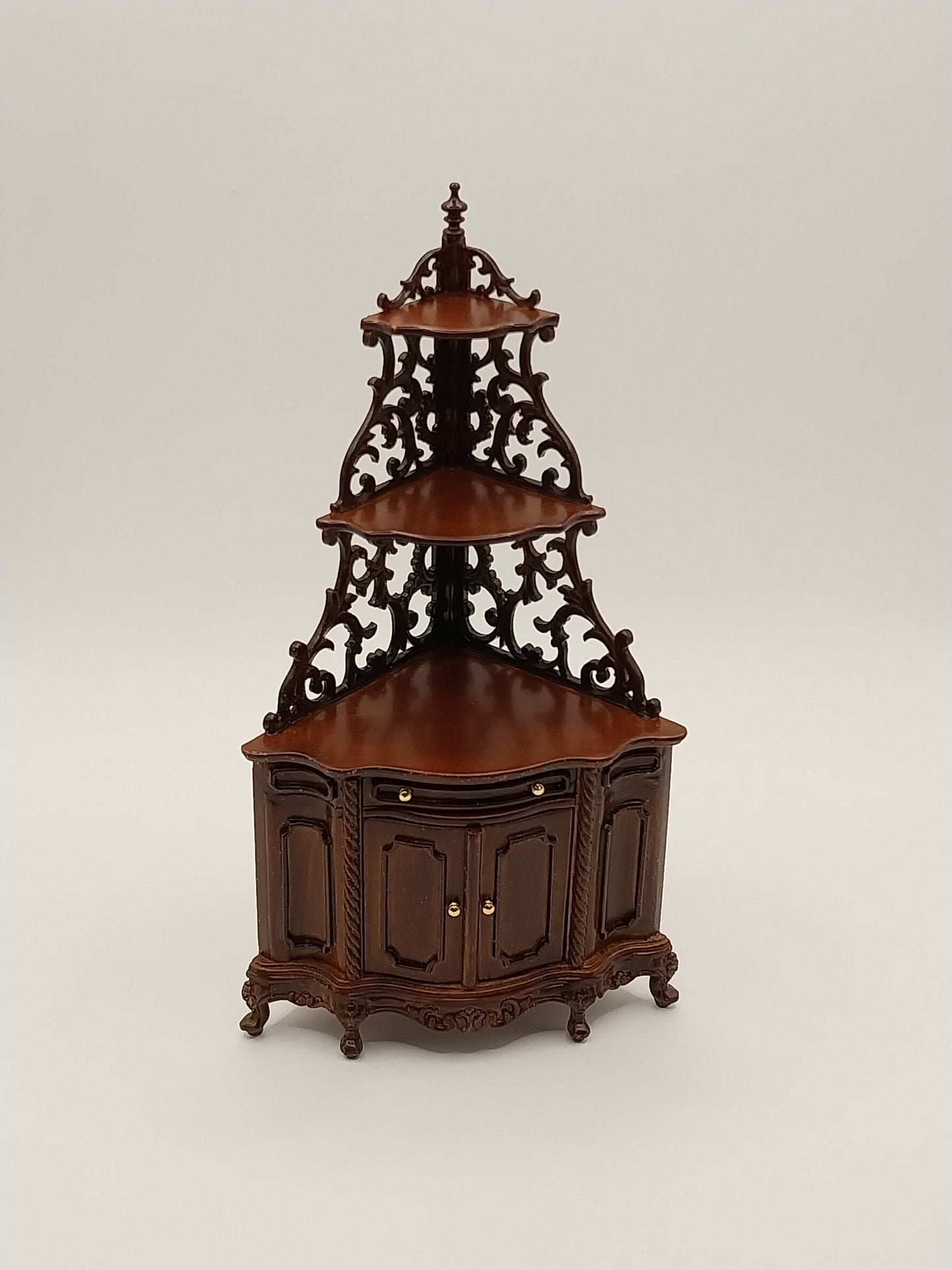 Victorian Corner Etegere, Dark Walnut