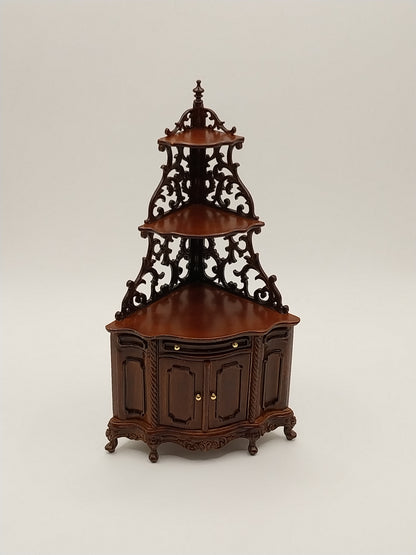 Victorian Corner Etegere, Dark Walnut