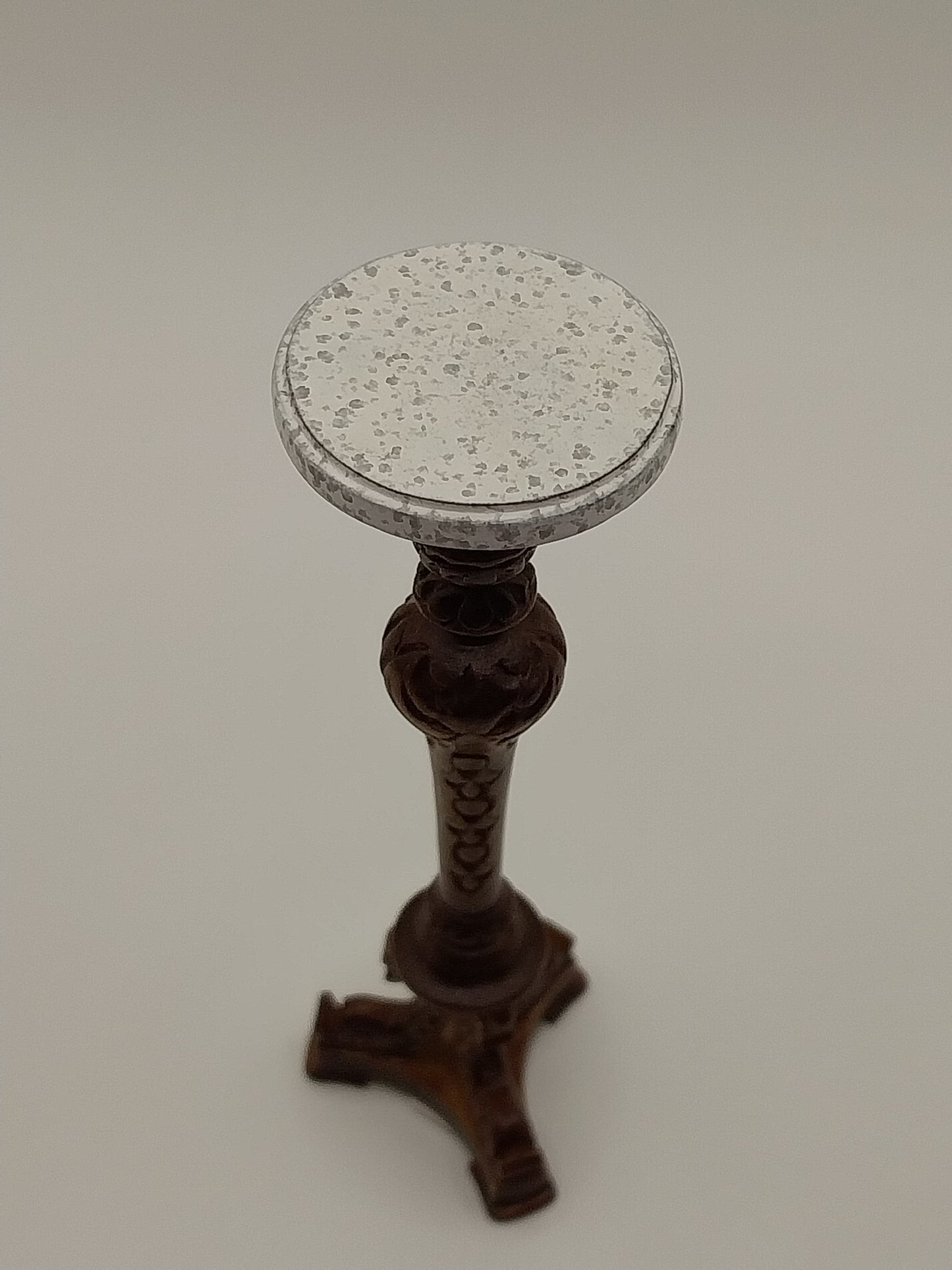 Plant Stand, Dolphin Base, Walnut With Marble Top