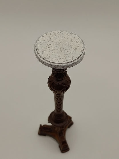 Plant Stand, Dolphin Base, Walnut With Marble Top