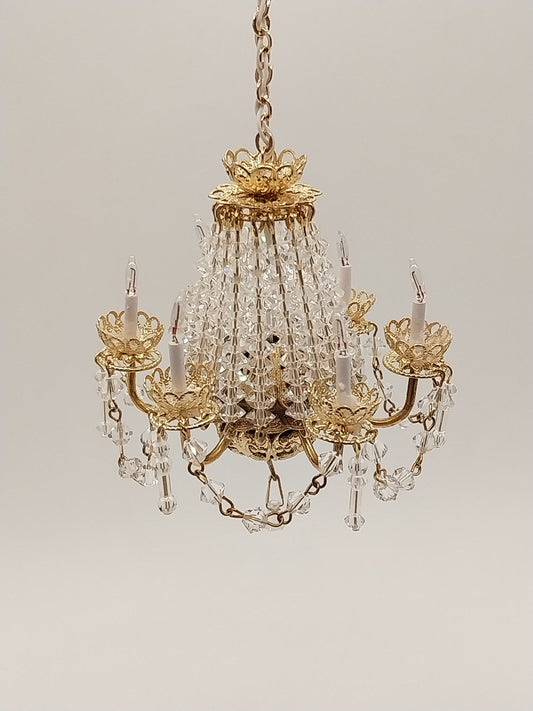 6 Arm Crystal Swag Chandelier