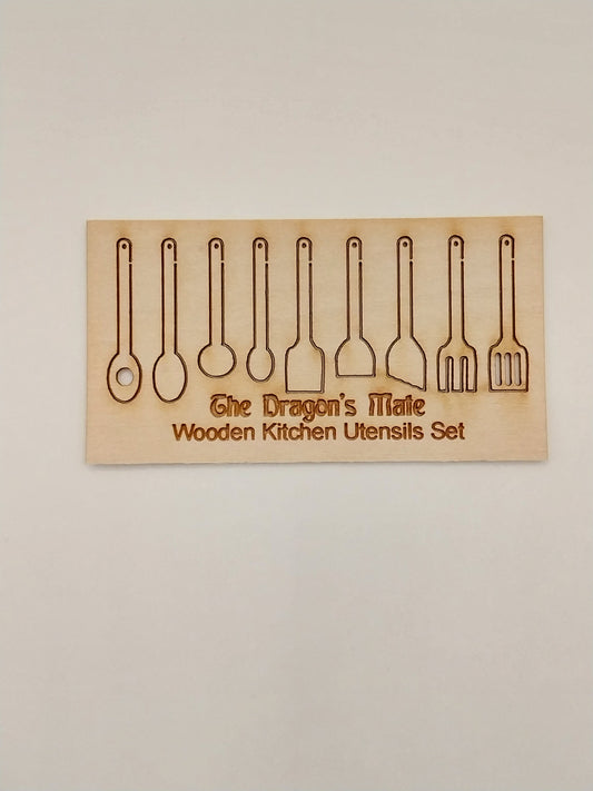 CRH1160, Wooden Kitchen Utensil Set Kit, 9pc