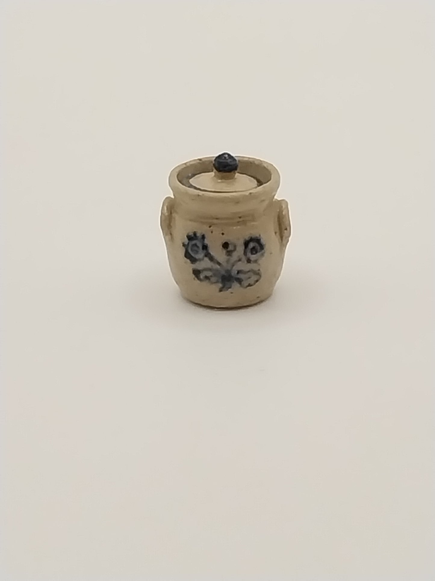 1/2" Scale Stoneware Lidded Storage Crock, Sunflower